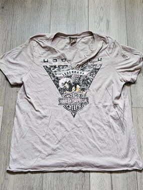 Harley Davidson Womens Large Shirt Eagle Triangle Legendary Gillette Wyoming L